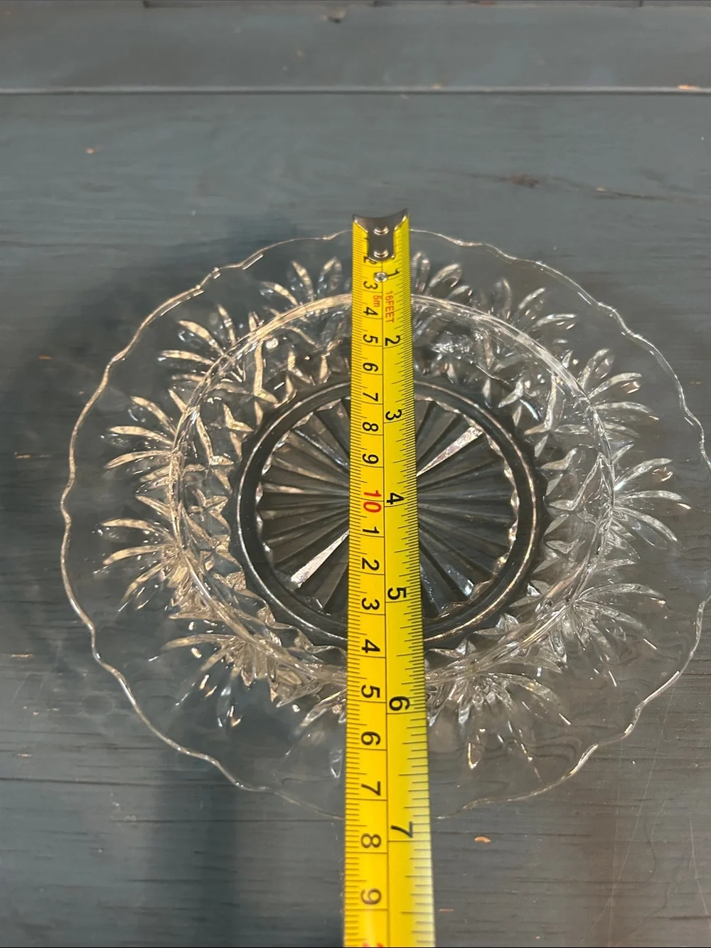 Anchor Hocking Clear Pressed Glass Sunburst Serving Plate